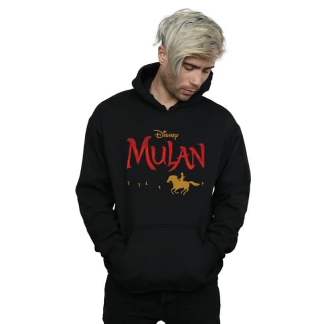 Disney Men Mulan Movie Logo Hoodie in Black Size: Small Black S Male 5059400721294