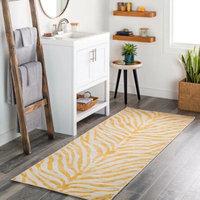 Livabliss Scandi Boho Zebra Mustard Cybele Runner Rug 80 X 220 Cm - Easy Care, Non Shedding, Ideal For Hallway Or Beside The Bed