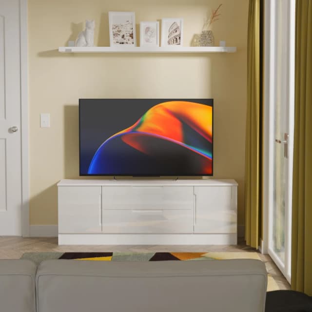 Ready Assembled 2 U Lucca 2 Door 2 Drawer Superwide TV Unit (Ready Assembled) in White Size: Large White Unisex Large