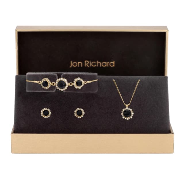 Jon Richard Gold Plated Jet Halo Set - Gift Box Jewellery Sets One Size Gold 70549010000