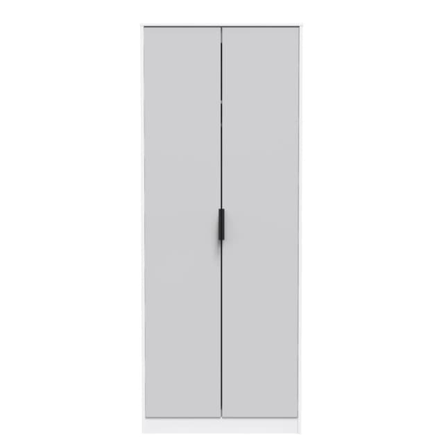 Osaka Tall Plain Wardrobe In Grey & White (Ready Assembled)