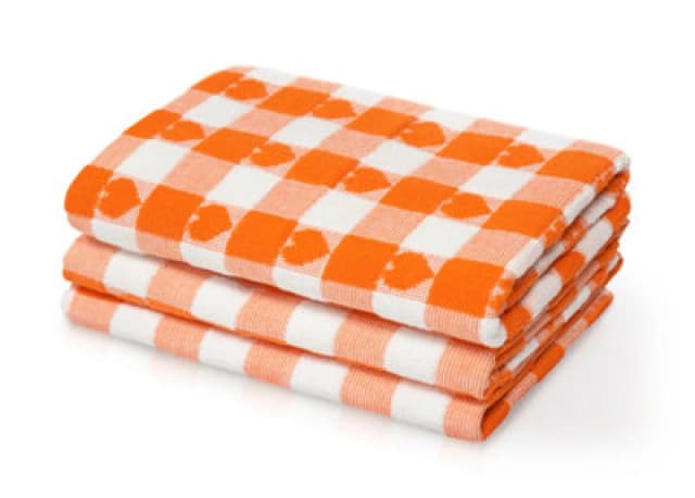 Kitchen Trends Jacquard Hearts Pattern Easy Care Tea Towels, Pack of 3 in Orange Size: 3 Pack Orange Unisex 3 Pack