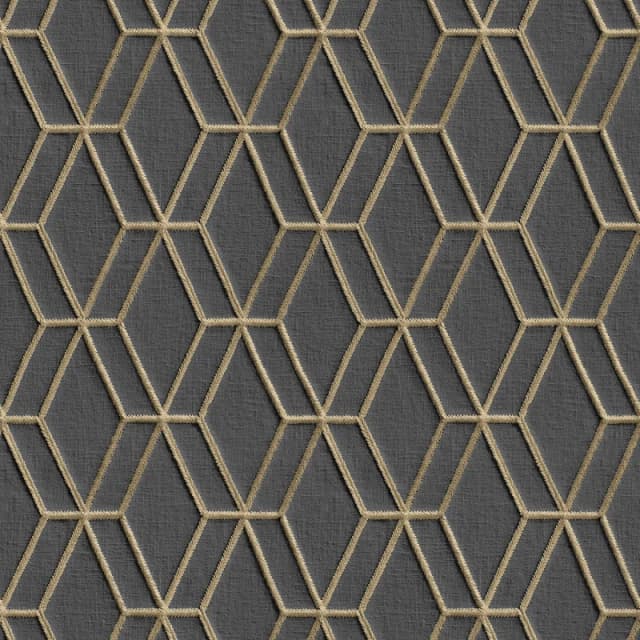 Design ID DID Embroidery Stitch Diamond Black & Gold Wallpap Wallpaper One Size Black 39768303000