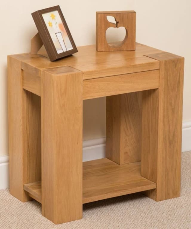 Thats Furniture Kuba Solid Oak Lamp Table for Living Room in Light Oak Light Oak Unisex