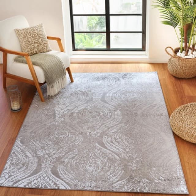 Livabliss Vintage Oriental Boho White/grey Ingrid Area Rug 120 X 170 Cm - Easy Care, Non Shedding, Ideal For Living Room & Bedroom