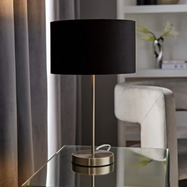 ValueLights ValueLights Charlie Chrome Stem Table Lamp Light with Velvet Shade in Black Size: 10" Black 10" Unisex 5059406035821