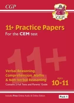 New 11+ CEM Practice Papers Ages 10-11 - Pack 1 with Parents Guide & Online Edition by CGP Books