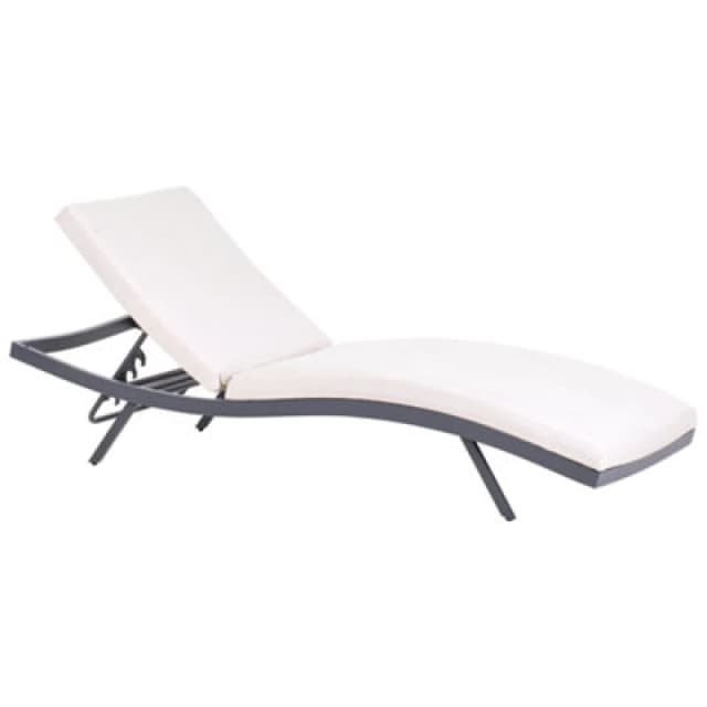 Beliani Sun Lounger With Cushion Amelia Reclining Metal Light Beige