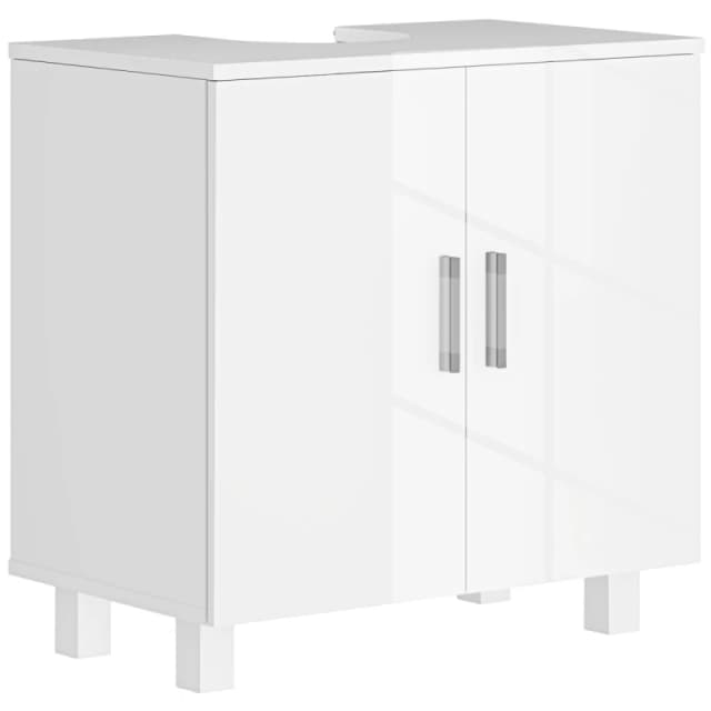 HOMCOM HOMCOM Freestanding Bathroom High Gloss Under Sink Cabinet, White