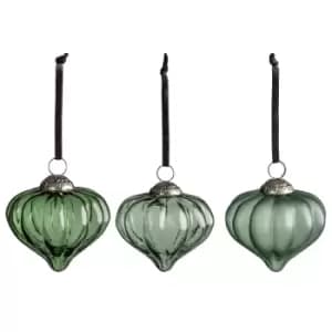 Gallery Interiors Percy Set of 6 Assorted Fluted Baubles Spruce Large