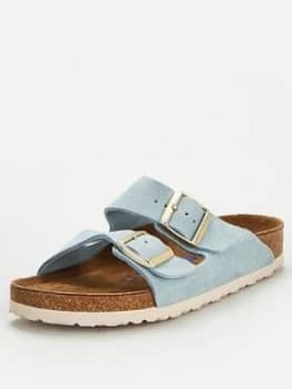 Birkenstock Arizona Suede Two Strap Flat Sandal - Light Blue