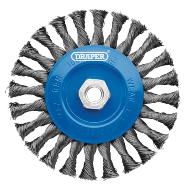 Draper Steel Twist-Knot Flat Wire Wheel Brush, 150mm, M14 8059