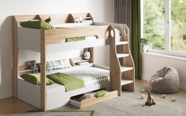 Flair Flick Bunk Bed with Storage in Light Oak Size: Single Light Oak Unisex Single