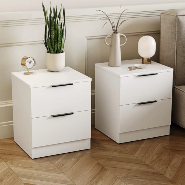 Lassic Trega 2 Drawer Bedside Chest Set Of 2 White unisex 2 Drawer