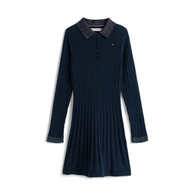 Tommy Hilfiger Kids Cable Sweater Jumper Dress Dark Night Navy female 8Y