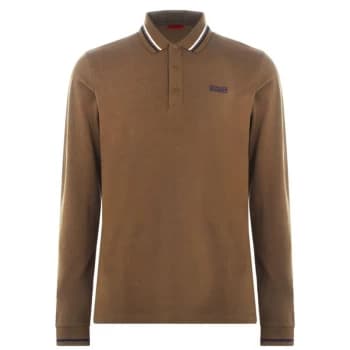 Hugo Boss Donal 194 Long Sleeve Polo Shirt Dark Green Size L Men