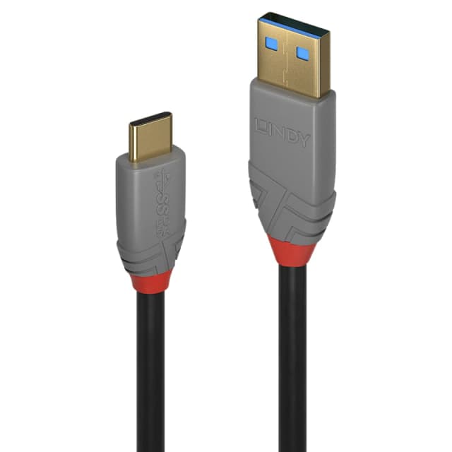 Lindy 2m USB 3.2 Type A to C Cable. 10Gbps. 5A. PD. Anthra Line