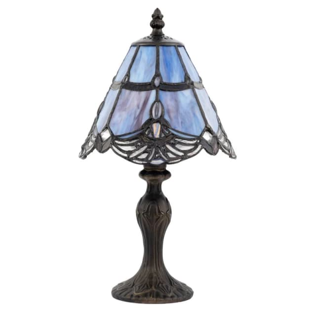 Happy Homewares Quirky & Petite Coloured Stained Glass Tiffany Lamp with Clear Beads in Purple Purple Unisex