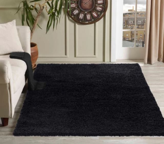 Desire Rugs Plain Living Room Shaggy Area Rugs Black 120X170 Cm