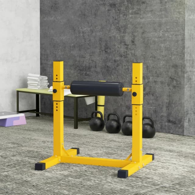 SPORTNOW Bulgarian Split Squat Stand, 12-Level Leg Training Machine, Yellow, Yellow A91-297V00YL