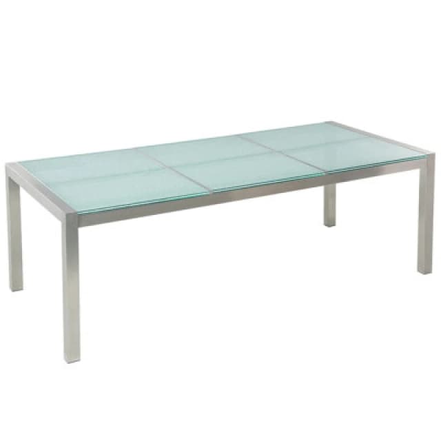 Beliani Garden Dining Table Grosseto 220 Cm 100 Cm Cracked Glass Transparent