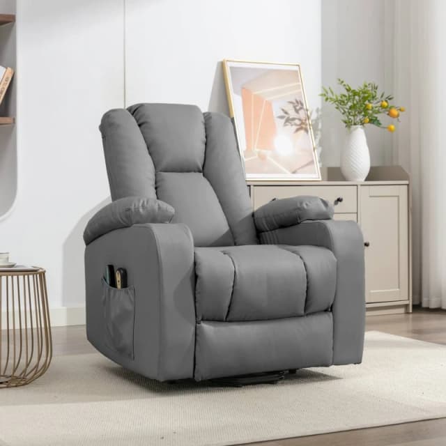 Artemis Home Hartville Electric Lift Assist Riser Recliner with Massage & Heat in Grey Grey Unisex
