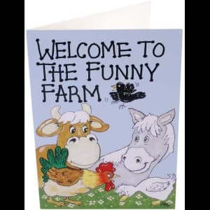 Pack of 6 Welcome To The Funny Farm Smiley Cards