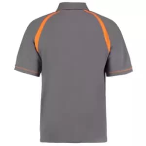 Kustom Kit Oak Hill Mens Short Sleeve Polo Shirt (2XL) (Charcoal/Orange)