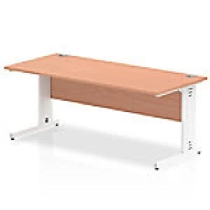 Impulse 1800/800 Rectangle White Cable Managed Leg Desk Beech