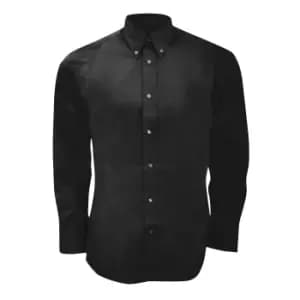 Kustom Kit Mens Long Sleeve Tailored Fit Premium Oxford Shirt (14.5inch) (Black)