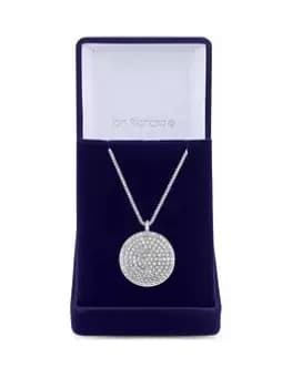 Jon Richard Silver Plated Cubic Zirconia Micro Pave Disk Pendant Necklace - Gift Boxed