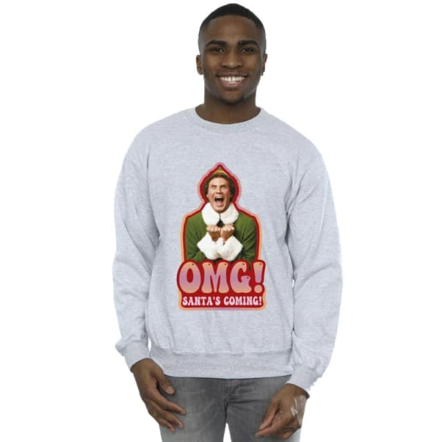 Elf Elf Men Santa's Coming Sweatshirt in Grey Size: Small Grey S Male 5063283845466