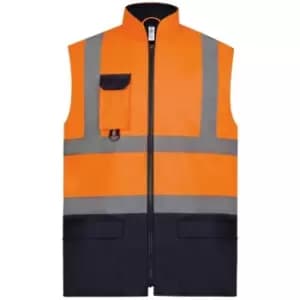 Yoko Adults Unisex Hi-Vis Padded Bodywarmer (3XL) (Orange/Navy) - Orange/Navy