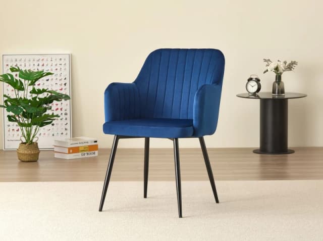 Outdoor Living Charlotte Velvet Comfort Dining Chairs - Blue - Set of 2 Blue Unisex