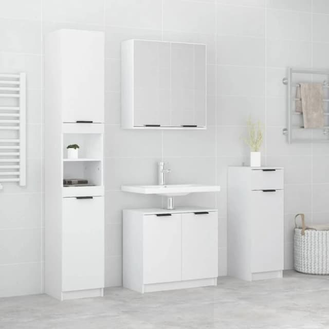VIDAXL 4 Piece Bathroom Cabinet Set White Engineered Wood Vidaxl 8720287123446
