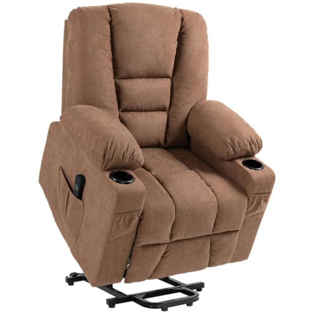 HOMCOM Riser and Recliner Chair w/ Remote - Lift Chair for Elderly - Light Grey - Brown TJ Hughes 5056725508074