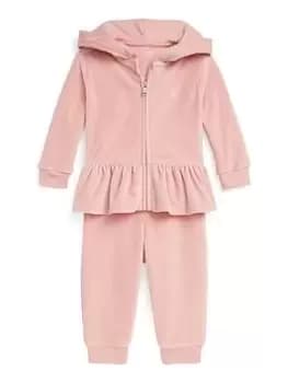 Ralph Lauren Baby Girls Peplum Hem Zip Through Jog Set - Rose, Rose, Size 9 Months