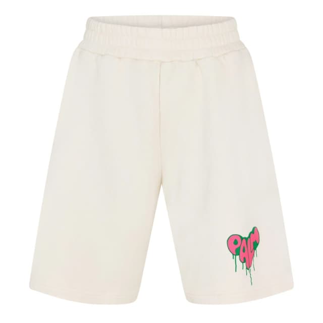 Palm Angels Mens Fleece Jogger Shorts White Fuchsi male L