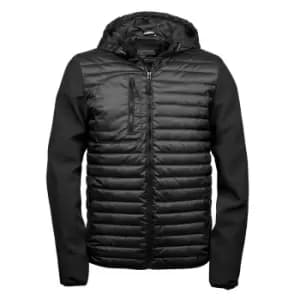 Teejays Mens Hooded Full Zip Crossover Jacket (XL) (Black)