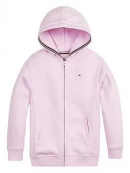 Tommy Hilfiger Girls Heritage Logo Zip Through Hoodie - Pink, Size Age: 10 Years, Women