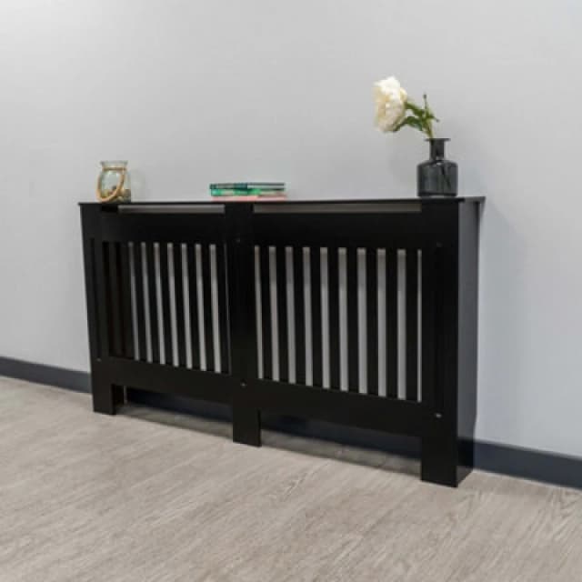 Jack Stonehouse Black Vertical Slat Mdf Radiator Cover - Large - 152Cm (W) X 81.5Cm (H) X 19Cm (D)