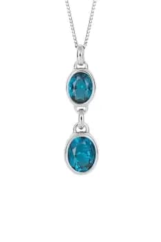 Aqua Nano Crystal Double Drop Pendant