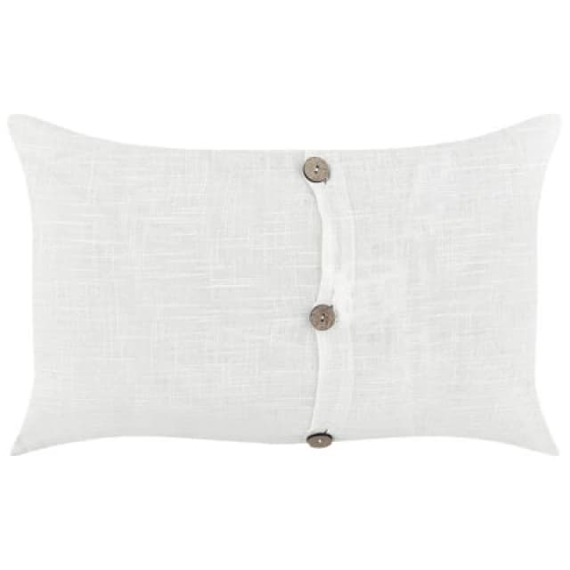 Beliani Set Of 2 Decorative Cushions Banori Linen 30 X 50 Cm White Solid