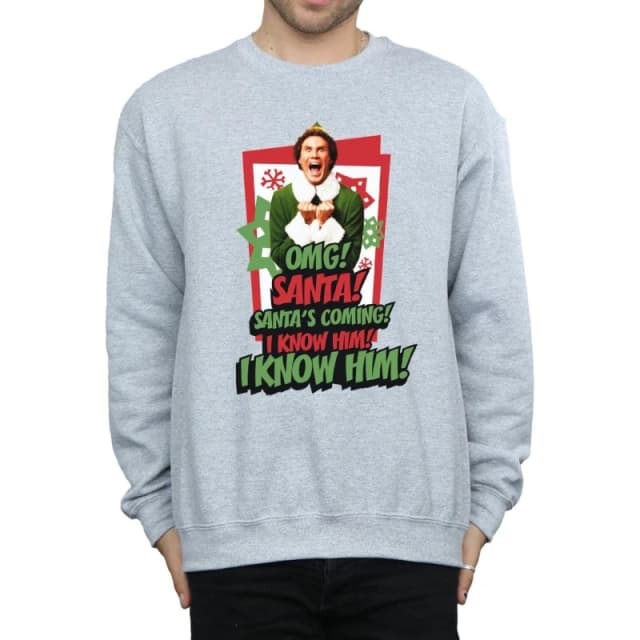 Elf Elf Men OMG Santa Sweatshirt in Grey Size: Small Grey S Male 5057736309582