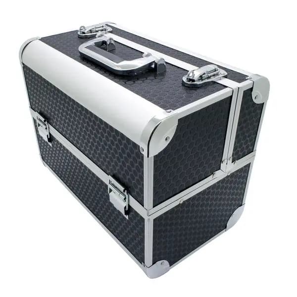 Maplin Maplin Plus Aluminium 215 x 360 x 270mm Toolbox, Fishing Tackle/Bait Flight Case with Fold Out Trays - Black MP2