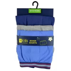 Tom Franks Boys T-Kids Boxer Shorts (Pack Of 3) (5-6 Years) (Navy/Grey/Blue)