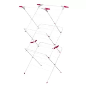 Kleeneze Elegant Three-Tier Clothes Airer, 64 x 45 x 138cm - Pink/Grey
