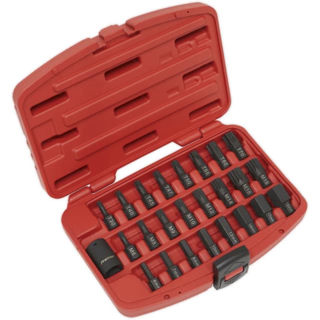 Loops 25 Piece Impact Socket Bit Set - 1/2" Square Drive - TRX-Star / Hex / Spline Bit Multi