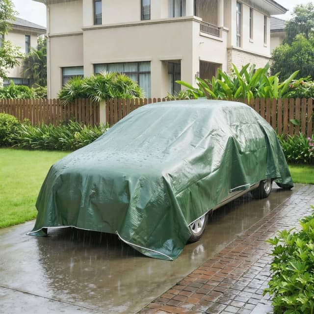 OUTSUNNY 4 x 6m Waterproof Tarpaulin, 90GSM Tear-Resistant PE Tarp in Green Size: 4m x 6m Green Unisex 4m x 6m