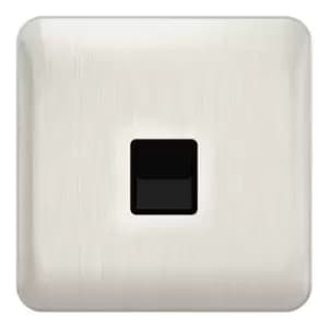 Schneider Electric Lisse Screwless Deco - Single Telephone Socket, Secondary, 240V, GGBL7062BSS, Stainless Steel with Black Insert